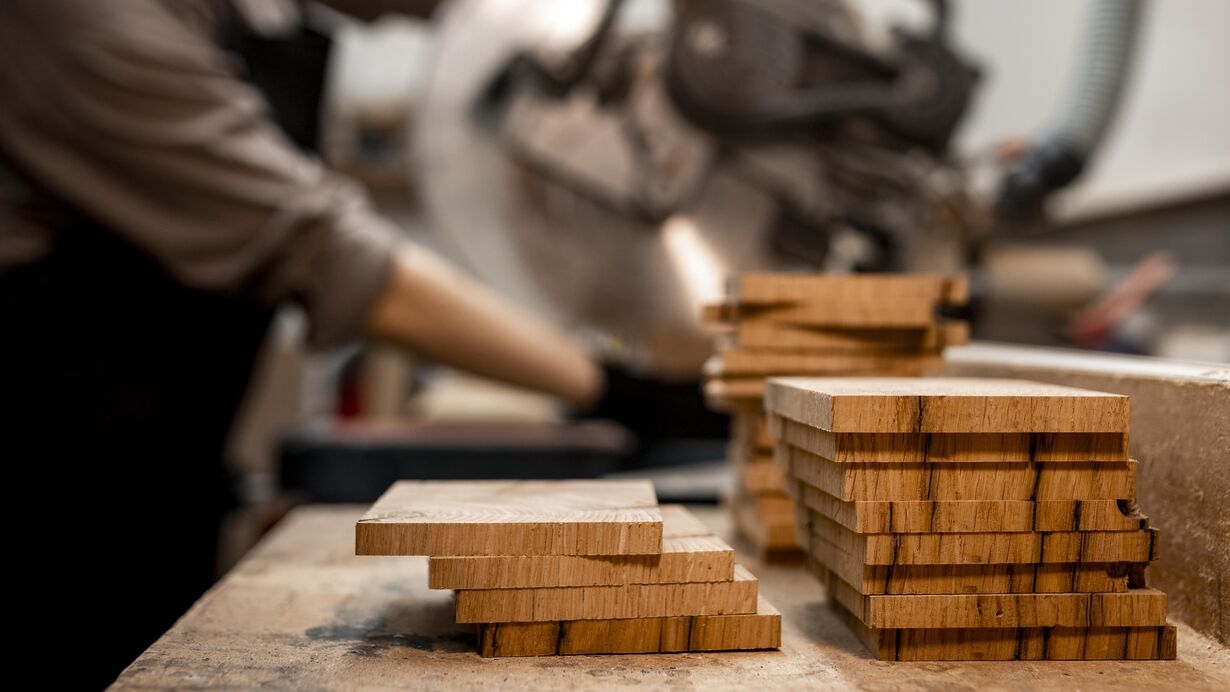 Reclaimed wood bench and tools