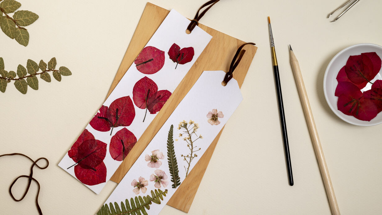 Pressed flower bookmarks and art